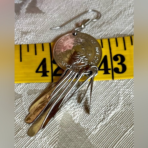 Banco Central De Reserva Del Peru 1976 Sterling Silver Dangle Earrings Boho Chic - Picture 17 of 17